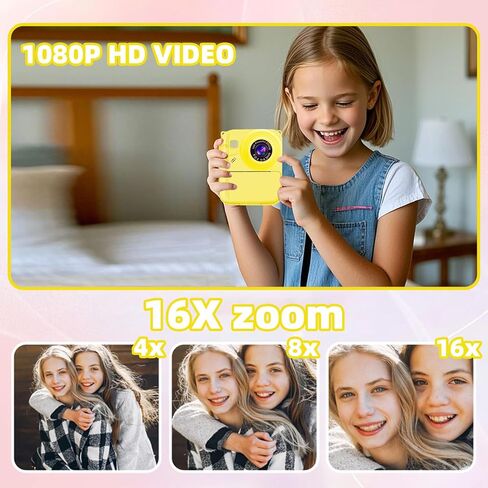 Instant Print Camera for Kids, 1080P Video Camera with 3 Print Rolls, 32GB Card & Cute Cover, Gift for Girls Boys Age 3-12, Toddler Digital Camera with Games, Filters, Music – Green in Saudi Arabia