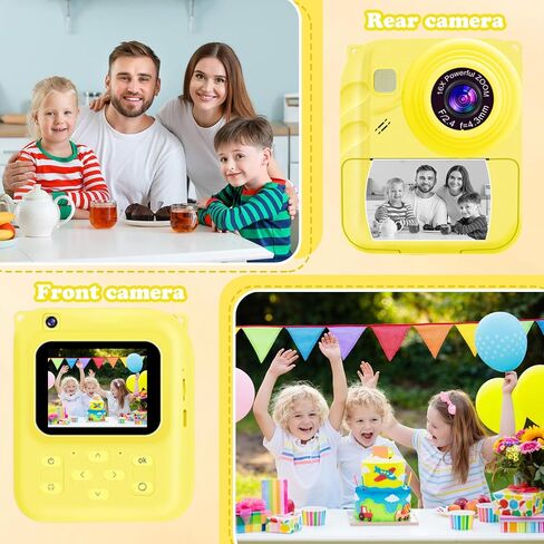 Instant Print Camera for Kids, 1080P Video Camera with 3 Print Rolls, 32GB Card & Cute Cover, Gift for Girls Boys Age 3-12, Toddler Digital Camera with Games, Filters, Music – Green in Saudi Arabia