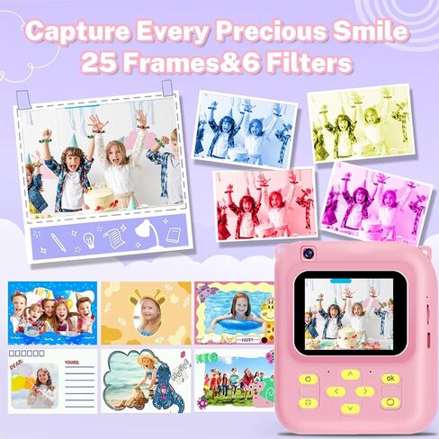 Instant Print Camera for Kids, 1080P Video Camera with 3 Print Rolls, 32GB Card & Cute Cover, Gift for Girls Boys Age 3-12, Toddler Digital Camera with Games, Filters, Music – Green in Saudi Arabia