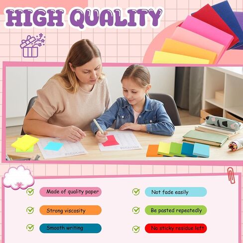 Zubebe 200 Pads Sticky Notes Bulk, Bright Colors Notepads Self Stick Note Square Memo Post Sticky for Office School, 45 Sheets/pad(1.5 × 2 Inch) in Saudi Arabia