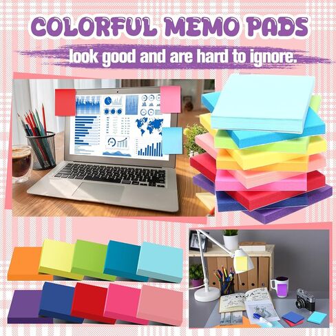 Zubebe 200 Pads Sticky Notes Bulk, Bright Colors Notepads Self Stick Note Square Memo Post Sticky for Office School, 45 Sheets/pad(1.5 × 2 Inch) in Saudi Arabia