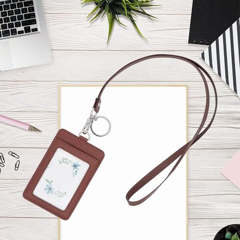 4PCS Strong Necklace Office Strap 18.5 x 0.39 Inch Long Neck Lanyard PU Leather Keychains with Metal Clasp ID Badger Holder Lanyard Cord for Men Women Key Card Cell Phone(Coconut Brown) in Saudi Arabia