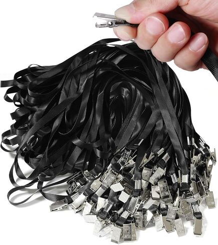 50 Pack Black Lanyard with Clip, Bulk Flat Neck Lanyards for ID Badges Name Tags Card Holders in Kuwait