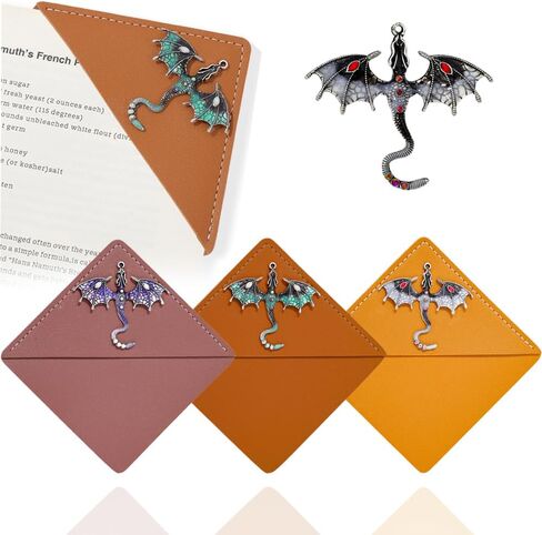 Fantasy Dragon Leather Metal Bookmark,Fourth Wing Corner Bookmarks,Book Marks for Reading Women Book Lovers Book Accessories (Dragon A) in Kuwait