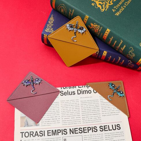 Fantasy Dragon Leather Metal Bookmark,Fourth Wing Corner Bookmarks,Book Marks for Reading Women Book Lovers Book Accessories (Dragon A) in Kuwait