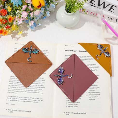 Fantasy Dragon Leather Metal Bookmark,Fourth Wing Corner Bookmarks,Book Marks for Reading Women Book Lovers Book Accessories (Dragon A) in Kuwait