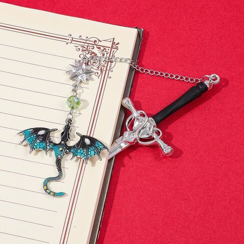 Fantasy Dragon Leather Metal Bookmark,Fourth Wing Corner Bookmarks,Book Marks for Reading Women Book Lovers Book Accessories (Dragon A) in Kuwait