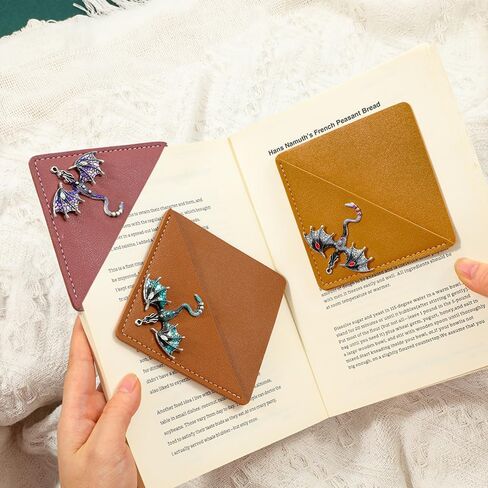 Fantasy Dragon Leather Metal Bookmark,Fourth Wing Corner Bookmarks,Book Marks for Reading Women Book Lovers Book Accessories (Dragon A) in Kuwait