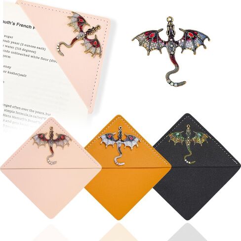 Fantasy Dragon Leather Metal Bookmark,Fourth Wing Corner Bookmarks,Book Marks for Reading Women Book Lovers Book Accessories (Dragon A) in Kuwait