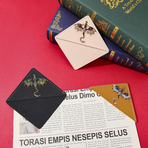 Fantasy Dragon Leather Metal Bookmark,Fourth Wing Corner Bookmarks,Book Marks for Reading Women Book Lovers Book Accessories (Dragon A) in Kuwait