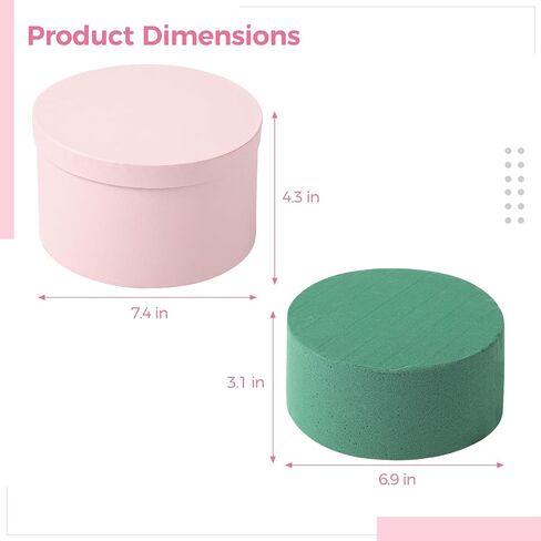 OMISTAR Round Floral Foam Present Box with Lid, Floral Arrangement Foam with Presentation Box, Elegant Flower Foam Container for Mother's Day, Valentine's Day, Anniversary, Wedding in Saudi Arabia