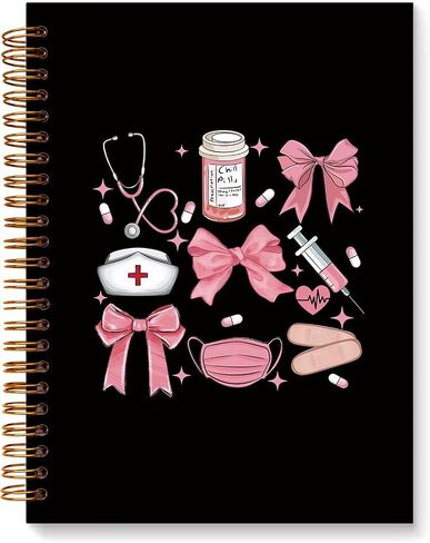 Coquette Pink Bow Nurse Notebook Journal for Women ، Home Prescys Higts Gift Forments ، دفتر Notebook Notebook Notebooks للممرضات في سن المراهقة ، 5.5 × 8.3 in Saudi Arabia