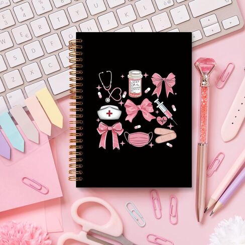Coquette Pink Bow Nurse Notebook Journal for Women ، Home Prescys Higts Gift Forments ، دفتر Notebook Notebook Notebooks للممرضات في سن المراهقة ، 5.5 × 8.3 in Saudi Arabia