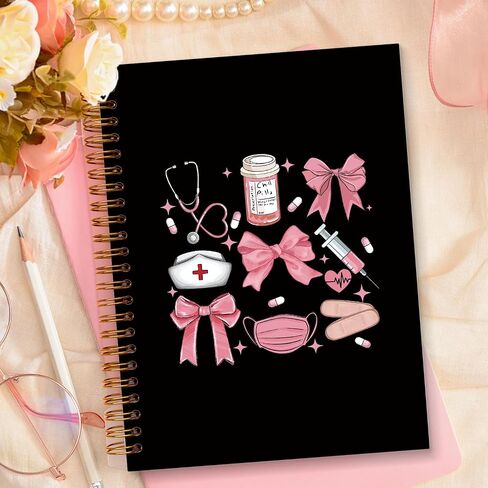 Coquette Pink Bow Nurse Notebook Journal for Women ، Home Prescys Higts Gift Forments ، دفتر Notebook Notebook Notebooks للممرضات في سن المراهقة ، 5.5 × 8.3 in Saudi Arabia