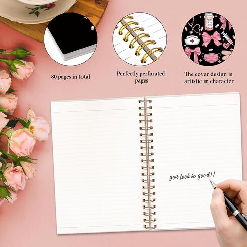 Coquette Pink Bow Nurse Notebook Journal for Women ، Home Prescys Higts Gift Forments ، دفتر Notebook Notebook Notebooks للممرضات في سن المراهقة ، 5.5 × 8.3 in Saudi Arabia