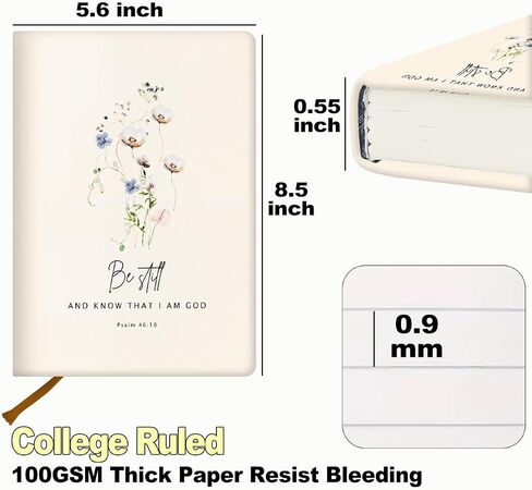 Floral Bible Lined Journal Notebook, Christian Gifts for Women 200 Pages, 5.7 x 8.4 inches College Ruled Thick Paper Notebook Journals, A5 Hardcover Leather Notebooks for Women Men Office Writing-2 in Saudi Arabia