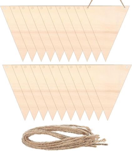 MECCANIXITY Hanging Wood Sign with Rope, Triangle Shape Wooden Label 4.7"x4" Blank Wooden Crafts for DIY Projects, Christmas, Craft Decoration, Pack of 20 in Saudi Arabia