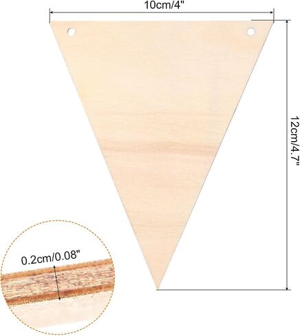 MECCANIXITY Hanging Wood Sign with Rope, Triangle Shape Wooden Label 4.7"x4" Blank Wooden Crafts for DIY Projects, Christmas, Craft Decoration, Pack of 20 in Saudi Arabia