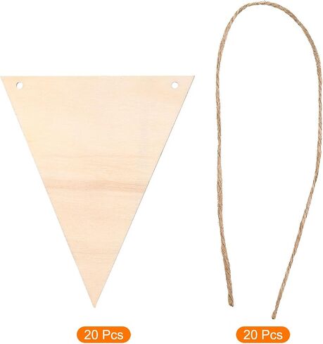 MECCANIXITY Hanging Wood Sign with Rope, Triangle Shape Wooden Label 4.7"x4" Blank Wooden Crafts for DIY Projects, Christmas, Craft Decoration, Pack of 20 in Saudi Arabia