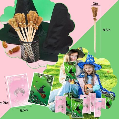 Pink and Green Party Favor Decorations 70Pcs Bubbles Notebooks Stamps Broom Pencils Plastic Straws Goodie Bags Wristbands for Birthday Theme Decor Gift Supplies in Saudi Arabia