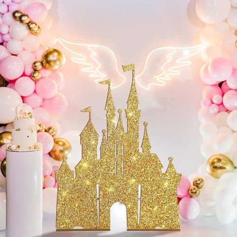 كبار القلعة الخلفية الوقوف الخشبية القلعة الخيالية الخيالية الأميرة حفلة عيد ميلاد الديكور Photobooth الخلفية لوازم المركزية لزخارف حفلة عيد الميلاد (الذهب) in Saudi Arabia