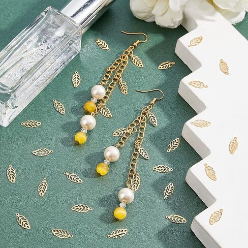 UNICRAFTALE about 120pcs Golden Leaf Pattern Charms Stainless Steel Pendants Metal Hollow Leaf Charm for Necklace Jewelry Making, Hole 1mm in Saudi Arabia