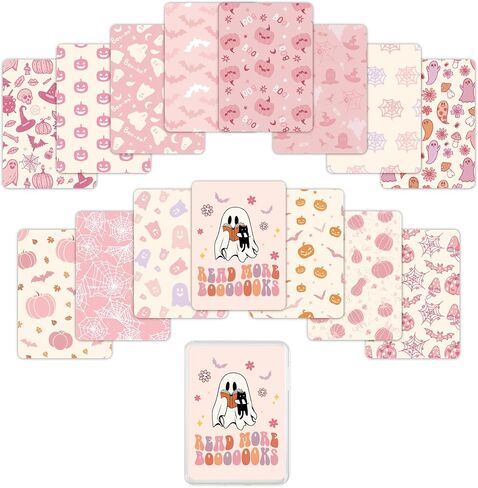15PCS Halloween Pink Inserts Cardstock for 6.8" Kindle Clear Case (11th Gen) - Kindle Accessories Inserts, Cute Spooky Ghost Pumpkin E-Reader Decor Bookish Gift for Book Lovers & Students in Saudi Arabia