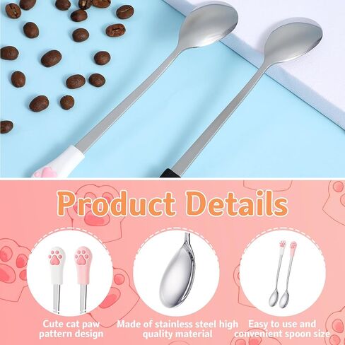 4pcs ملاعق القطط للأطعمة الرطبة ، ملاعق القطط مع 5.9 في مقبض طويل ، ملعقة من الفولاذ المقاوم للصدأ ، ملعقة خلط القطط السيليكون اللطيفة لأطعمة الحيوانات الأليفة المعلبة (برتقالي أسود أبيض) in Kuwait