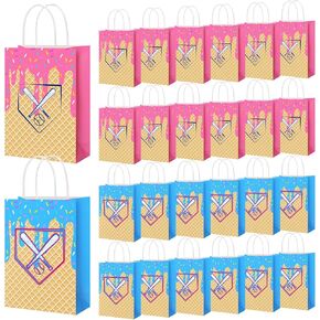 AmazingSpark 24 Pcs Baseball Ice Cream Drip Kraft Gift Bags with Handles Sport Party Goodie Favor Baseball Ice Cream Drip Snack Goodie Treat Bags for Team Gift Sport Camping Party Favors in Kuwait