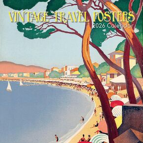 Gifted Stationery Co, Vintage Travel Posters 2026 Wall Calendar, 12'' X 12'', 16-Month Calendar with Stapled Binding in Kuwait
