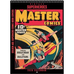 Asgard Press 2026 Vintage Superheroes Deluxe Wall Calendar, 16 Months, Frame-Ready Comic Book Art with Commentary, 11"x30" (Size When Open) in Saudi Arabia