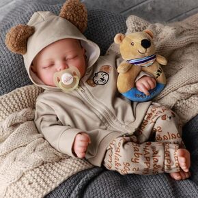 BABESIDE Lifelike Reborn Boy Doll Tero 17 Inches Realistic Baby Doll with Soft Cloth Body Limbs Poseable Real Life Baby Dolls with Feeding Accessories for Kids Ages 3+ in Saudi Arabia