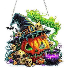 DOMROM Halloween Diamond Art Hanging Pendant, Coffee and Ghost Diamond Art Painting Window Pendants, Special Shaped Rhinestone, Double Sided Pattern Wall Hanging Sign for Beginners DIY Crafts Decor in Saudi Arabia