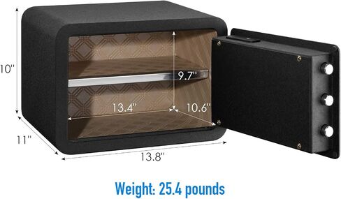 Tenamic Biometric Phoushrice Safe Box 0.85 قدم مكعب مقاوم للماء مربع آمن مع ضوء تحريض وجلد ، سبيكة الصلب المكتبية الصلب خزانة منزلية آمنة ، أسود in Kuwait