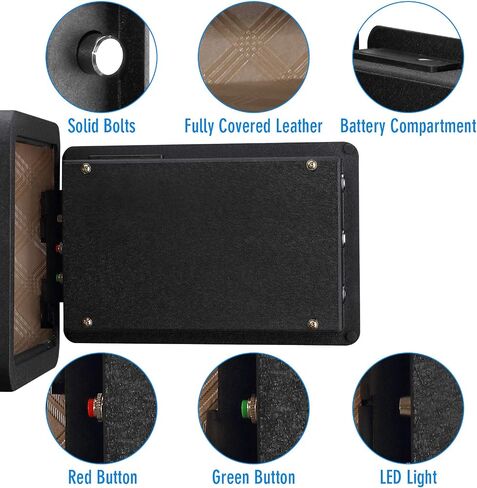 Tenamic Biometric Phoushrice Safe Box 0.85 قدم مكعب مقاوم للماء مربع آمن مع ضوء تحريض وجلد ، سبيكة الصلب المكتبية الصلب خزانة منزلية آمنة ، أسود in Kuwait