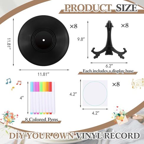 2 Sets Vinyl Wedding Record Guestbooks Alternative 12 Inch DIY Alternative Signature Record Guestbooks with Holders Stickers 8 Color Pens for Wedding Birthday Back to School DIY Party Gifts in Saudi Arabia