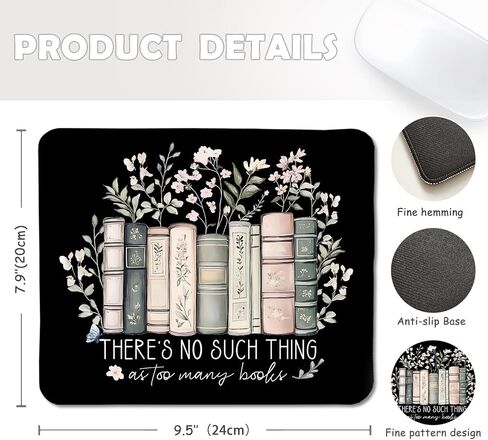 لوحة فأر من الأزهار الأسود الزهرية ، هدايا عاشق الكتب ، حصيرة الماوس Mousepad مع قاعدة مطاطية غير قابلة للانزلاق لإكسسوارات مكتب المكاتب المنزلية ، هدايا لعشاق كتب القارئ ، 9.5 × 7.9 بوصة in Kuwait
