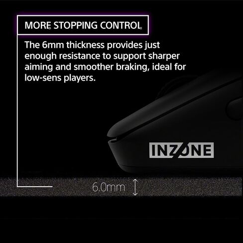 Sony INZONE Mat-F Control-Type Large Cloth Gaming Mousepad, Thick 6mm Cushion, High Friction, 480x400mm, Edge Stitched, SlimFlex Non-Slip Rubber Base, Developed with Fnatic in Saudi Arabia