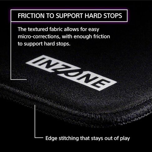 Sony INZONE Mat-F Control-Type Large Cloth Gaming Mousepad, Thick 6mm Cushion, High Friction, 480x400mm, Edge Stitched, SlimFlex Non-Slip Rubber Base, Developed with Fnatic in Saudi Arabia