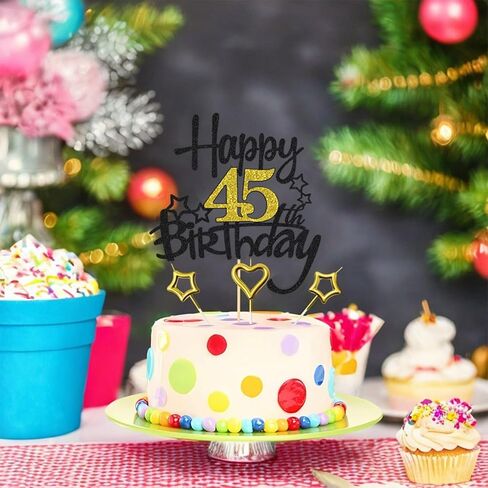 زخرفة كعكة عيد الميلاد الرابعة والأربعين ، نجم القلب شمعة شمعة بريق الكعكة توبيبر لعيد الميلاد الذكرى السنوية in Kuwait