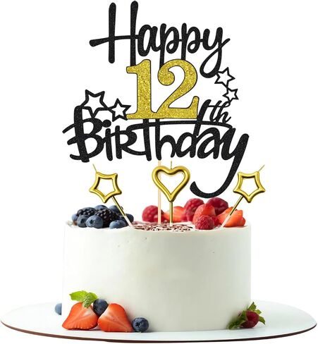 45th Birthday Cake Decoration, Heart Star Birthday Candle Glitter Cake Topper for Birthday Anniversary Theme Party Cake Bunting Decor Supplies in Saudi Arabia