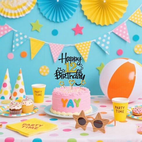 45th Birthday Cake Decoration, Heart Star Birthday Candle Glitter Cake Topper for Birthday Anniversary Theme Party Cake Bunting Decor Supplies in Saudi Arabia