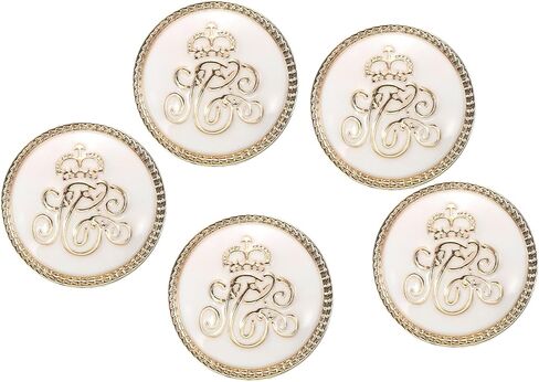 HARFINGTON 5pcs 28L Gold White Faux Pearl Buttons 18mm 23/32" Dia 0.43" Thick Plastic Round Sewing Button Replacement Craft Fastener for DIY Crafts Style R in Saudi Arabia