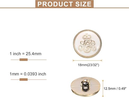 HARFINGTON 5pcs 28L Gold White Faux Pearl Buttons 18mm 23/32" Dia 0.43" Thick Plastic Round Sewing Button Replacement Craft Fastener for DIY Crafts Style R in Saudi Arabia