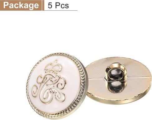 HARFINGTON 5pcs 28L Gold White Faux Pearl Buttons 18mm 23/32" Dia 0.43" Thick Plastic Round Sewing Button Replacement Craft Fastener for DIY Crafts Style R in Saudi Arabia
