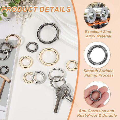 Patikil Spring O Rings ، مقاطع جولة معدنية ، مفاتيح المفاتيح المقطوعة مشبكات لأكياس مفاتيح أكياس المحافظ in Saudi Arabia