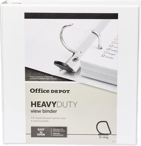 Office Depot® Brand Heavy-Duty View 3-Ring Binder, 1 1/2" D-Rings, 49% Recycled, White in Saudi Arabia