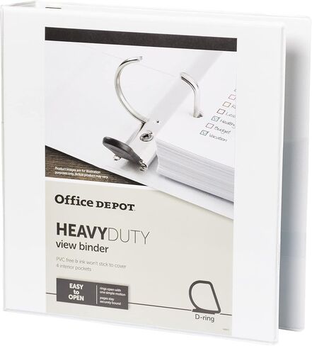 Office Depot® Brand Heavy-Duty View 3-Ring Binder, 1 1/2" D-Rings, 49% Recycled, White in Saudi Arabia