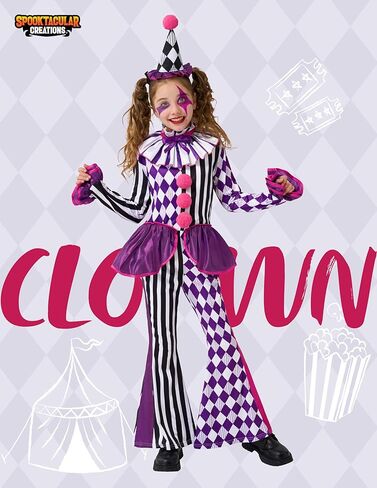 Spooktacular Creations Halloween Clown Costume for Girls, Jester Clown Costume for Kids, Halloween Role Play & Dress Up in Saudi Arabia