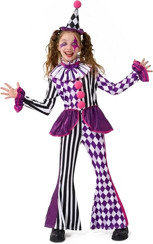 Spooktacular Creations Halloween Clown Costume for Girls, Jester Clown Costume for Kids, Halloween Role Play & Dress Up in Saudi Arabia